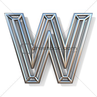 Wire outline font letter W 3D