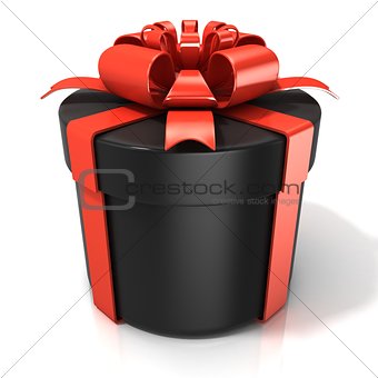 Black cylinder gift box isolated