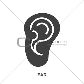 Ear Glyph Vector Icon.