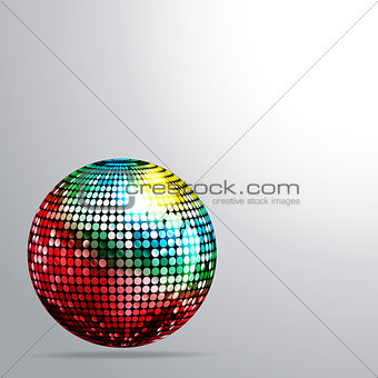 Rainbow disco ball and shadow background