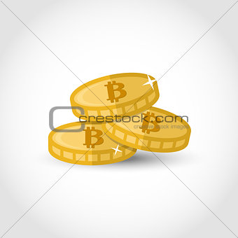 Bitcoin illustration vector over white.