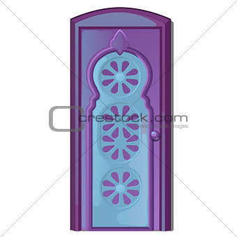 The door in the Oriental style isolated on white background. Vector illustration.