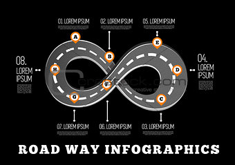 Road way design infographics.