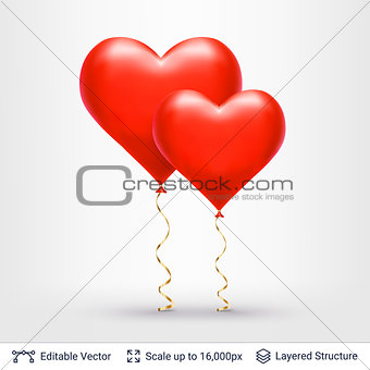 Pair of 3D Heart shaped air balloons.