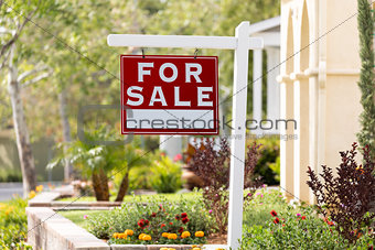 Home For Sale Real Estate Sign in Front of New House