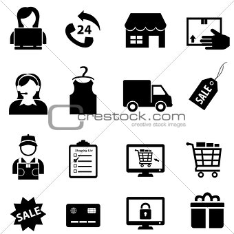 Shopping and online e-commerce icon set