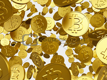 falling golden bitcoin