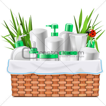 Vector Natural Cosmetics with Basket