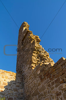 The ruins of the tower in the medieval  fortress.