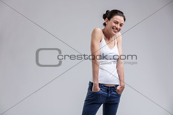 Attractive woman with a sweet coy expression