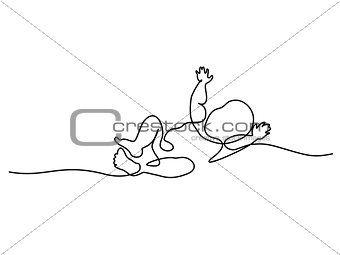 Cute baby is lying on the white background