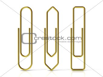Paper clips. Three basic shapes. Brass