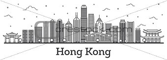 Outline Hong Kong China City Skyline with Modern Buildings Isola