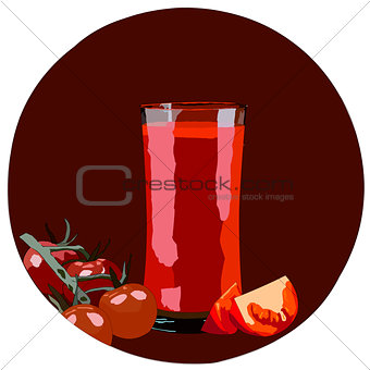 A glass of delicious healthy tomato juice