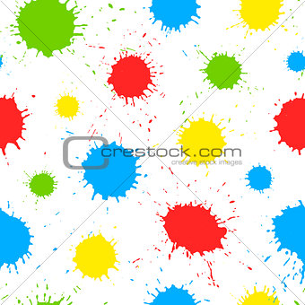 Vector seamless pattern with color paint splashes