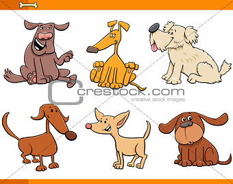 dogs and Puppies cartoon characters set