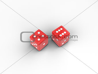 Plastic dice, 3d illustration.