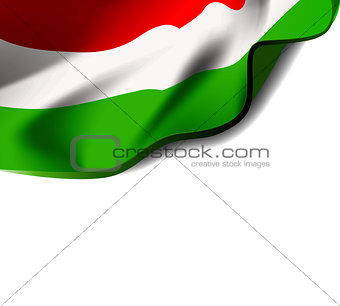 Waving flag of Hungary close-up with shadow on white background. Vector illustration with copy space
