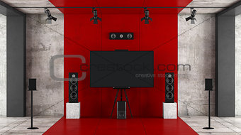 Red and black home cinema system