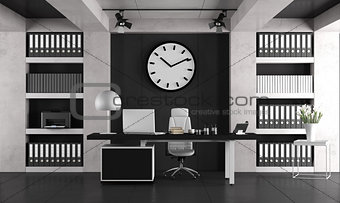 Black and white minimalist office