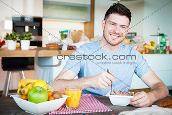 young man breakfast