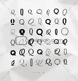 Set symbol q for letters