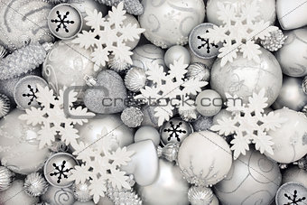 White and Silver Christmas Bauble Decorations