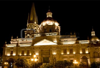 Cathedral of Guadalajara Mexico at Night