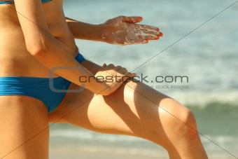 Creaming body on the beach