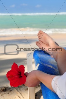 Relaxing on a beach