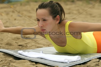 Stretching at the beach