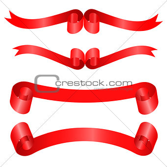 Red atlas ribbons isolated on a white background.