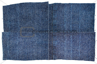 Collection of dark blue jeans fabric textures