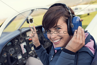 Pilot in the aircraft cockpit