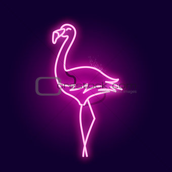 Glowing Pink Neon Flamingo Sign