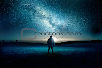 Milky Way Galaxy Night Time Landscape