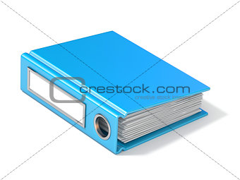 Blank blue ring binder 3D rendering illustration on white backgr