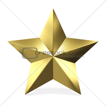 Golden star 3D rendering illustration on white background