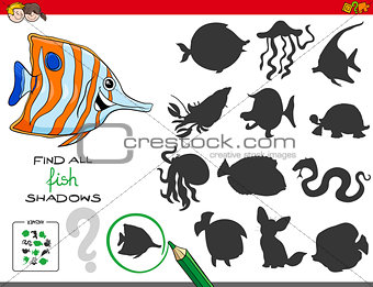 educational shadows game with fish characters