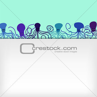 vector greeting card with octopuses