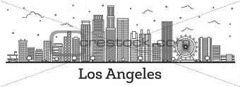 Outline Los Angeles California City Skyline with Modern Building