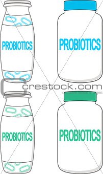 Template of small blank probiotics bottle. Packaging collection.