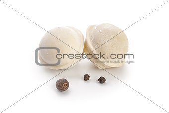 Frozen dumplings on the white background