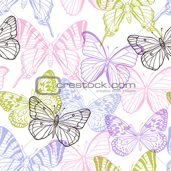 Decorative seamless pattern with butterflies