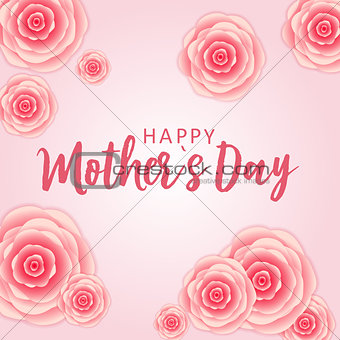 Happy Mother's day greeting card with Paper Origami Flowers background. Vector Illustration