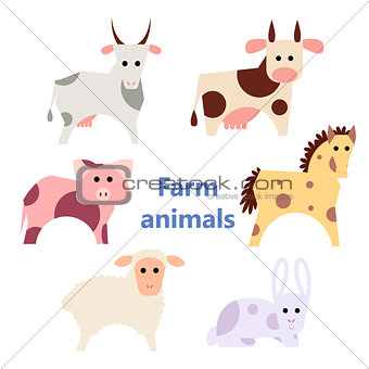 Set of farm animals white