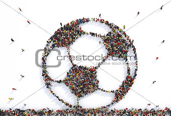 Many people together in a soccer ball shape. 3D Rendering