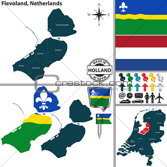 Map of Flevoland, Netherlands