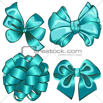 Set with cyan bows