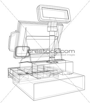 Cashbox with touch screen concept. Vector